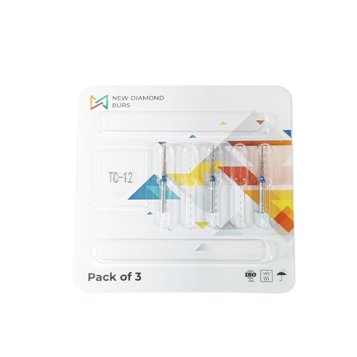 NewDiamond Tapered Cone Diamond Bur TC-12 (Pack Of 3)