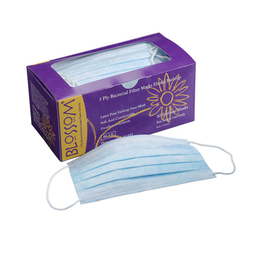 Blossom 3 Ply Earloop Face Mask - Blue (Short Expiry 04-2026)