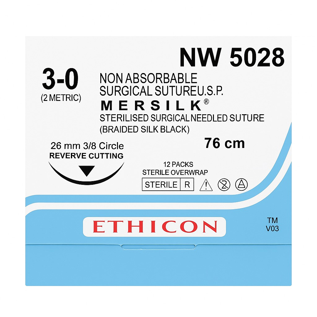 Ethicon Mersilk #3-0 Black Braided Suture